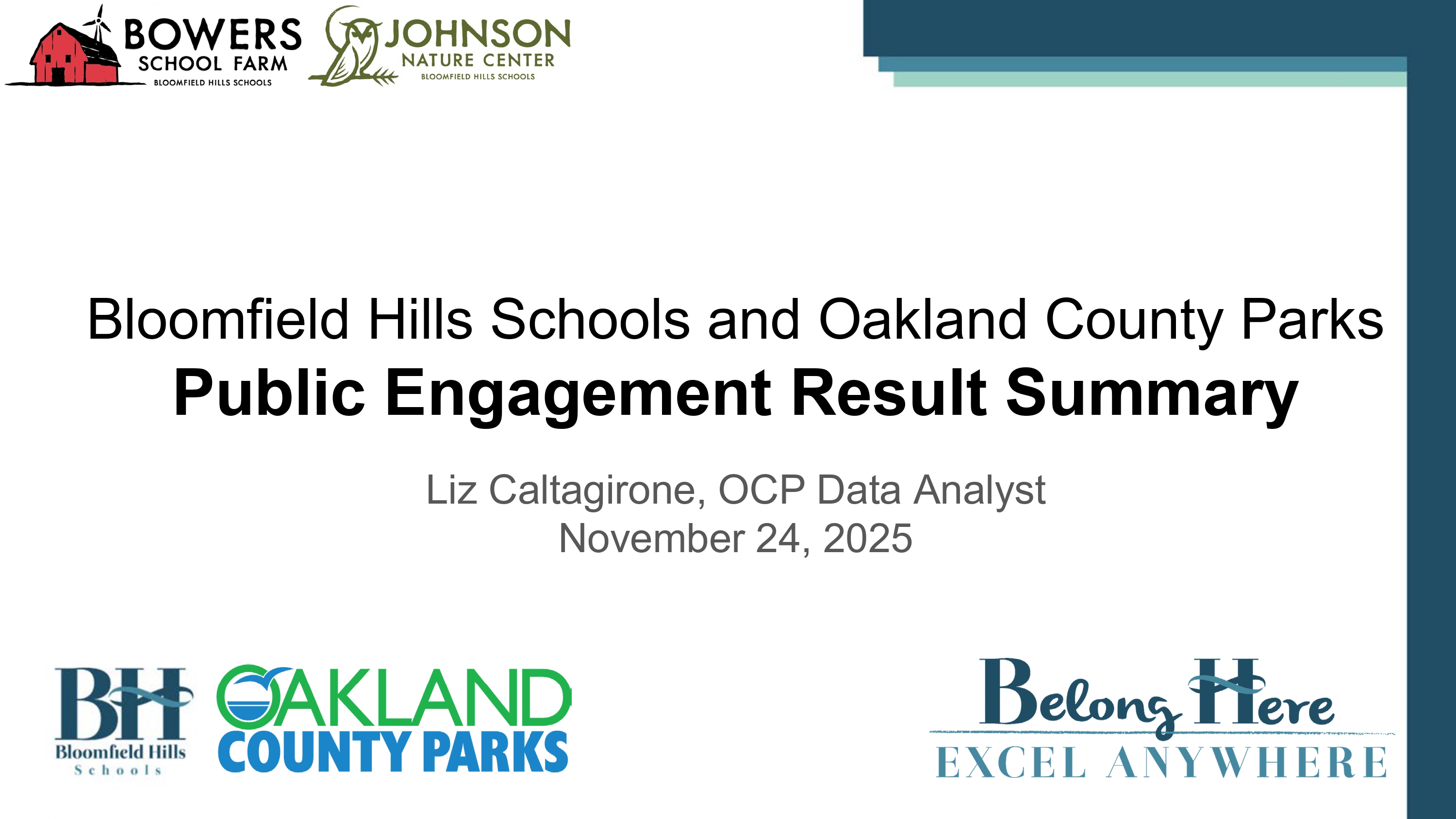 Bowers Farm and Johnson Nature Center Public Engagement Results Presentation