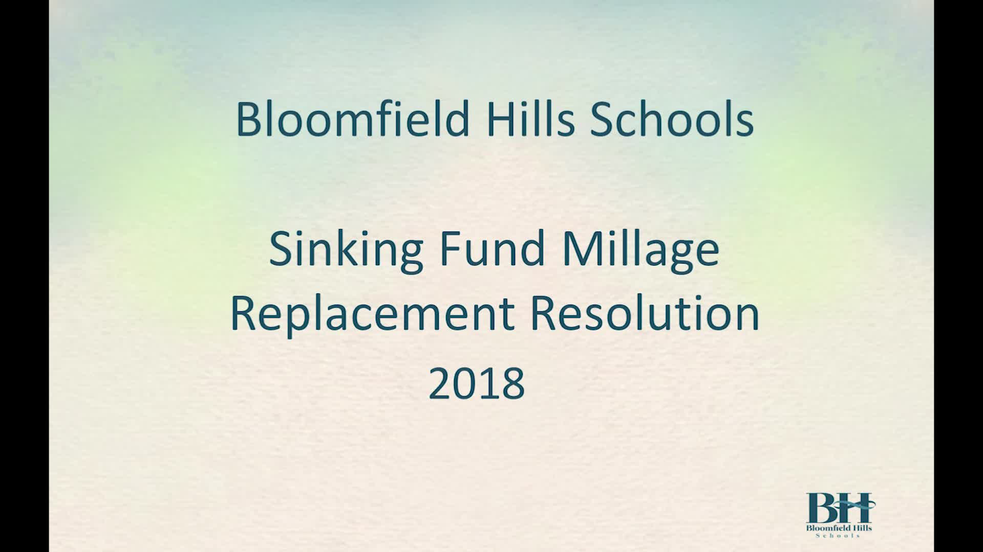 Thumbnail image for Bloomfield Hills Schools Sinking Fund Millage Renewal Spring 2018